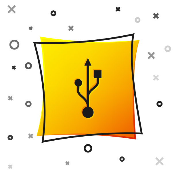 黑色usb符号图标隔离在白色背景图片下载