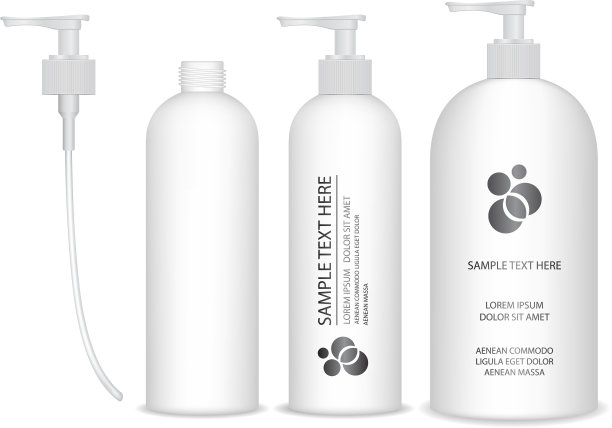 化妆品塑料瓶与白色分配器泵图片下载