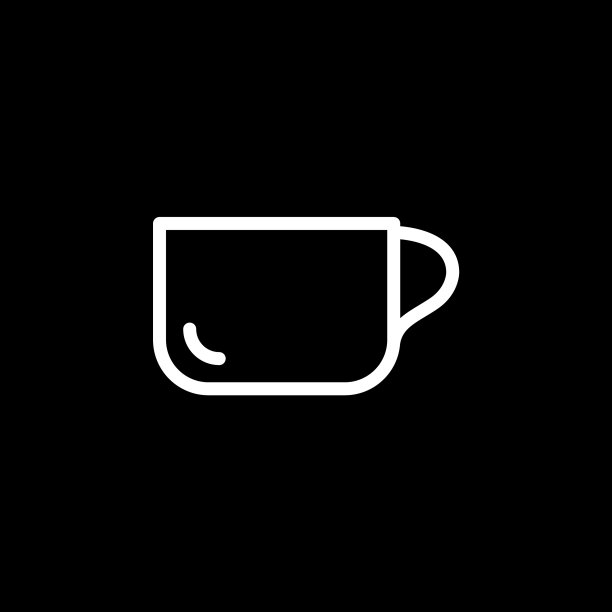 黑色背景上的空咖啡杯线条图标图片下载