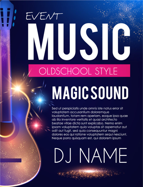 音乐音乐会用吉他和toster模板图片下载