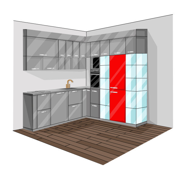 厨房设计平面风格的室内图片下载
