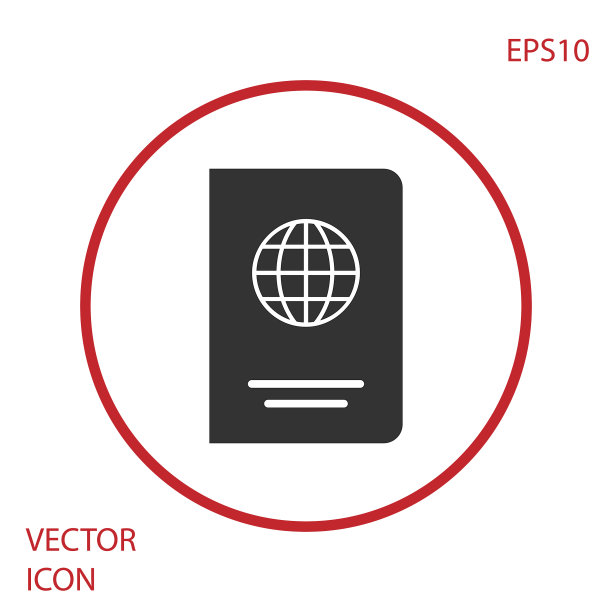 灰色护照，生物识别数据图标隔离图片下载