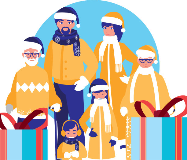 家庭冬装和圣诞礼盒图片下载