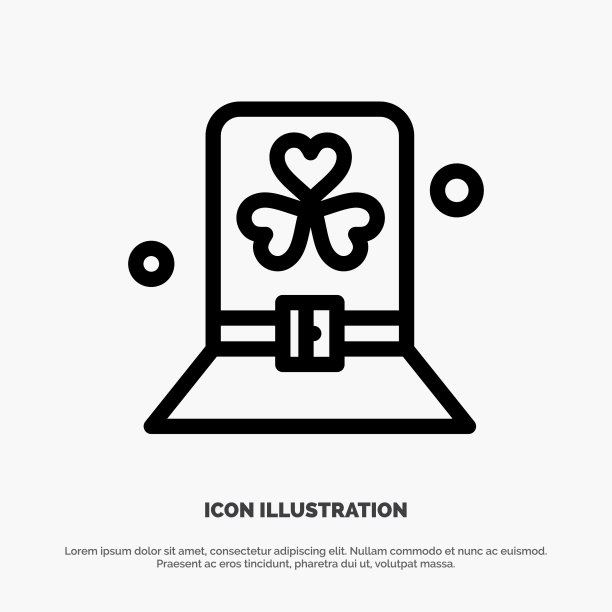 服装日绿帽子帕特里克线图标图片下载