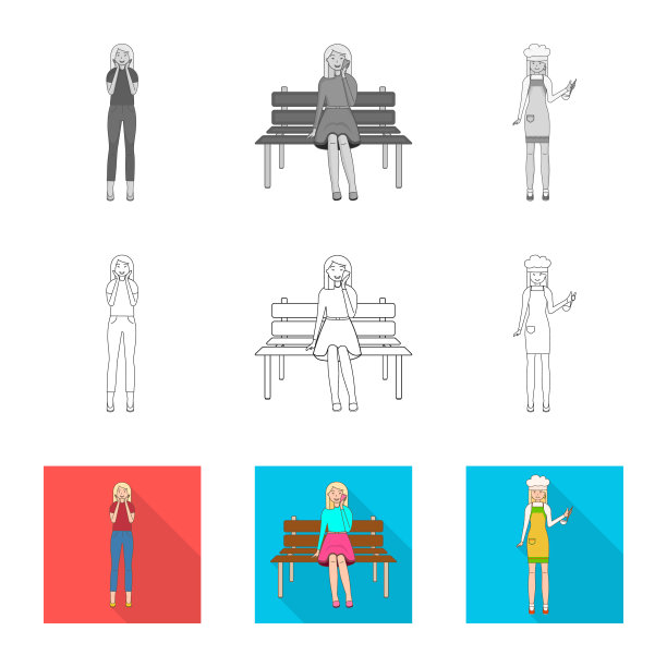 孤立对象姿态和情绪图标集图片下载