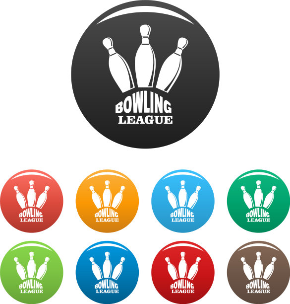 复古保龄球联盟图标设置颜色图片下载