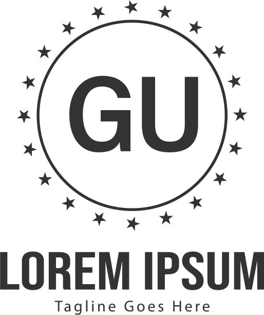 具有现代框架的GU首字母logo模板图片下载