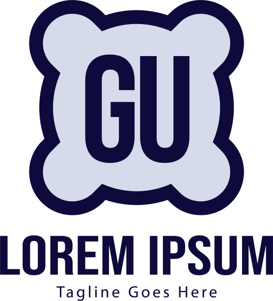 具有现代框架的GU首字母logo模板图片下载