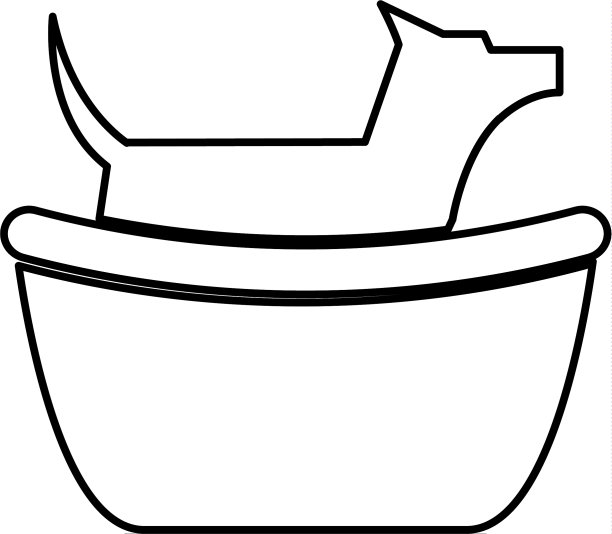 宠物狗在浴缸吉祥物剪影图片下载