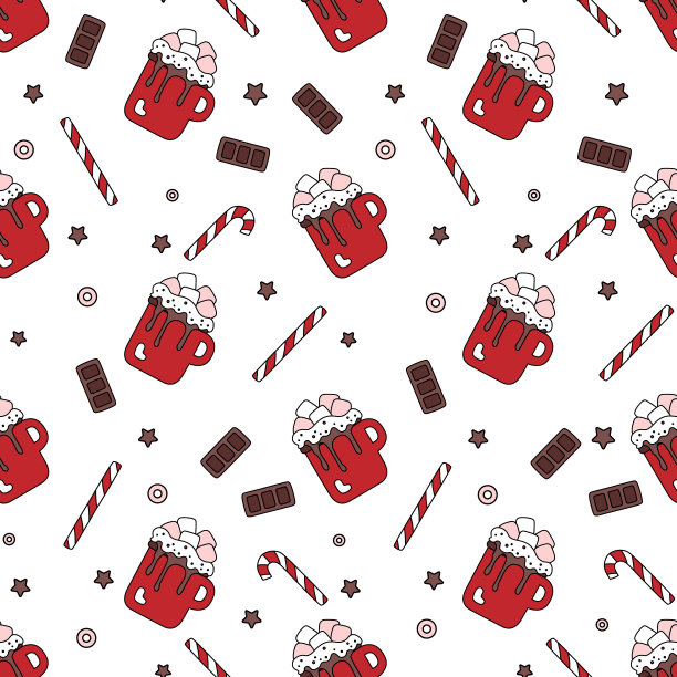 糖果在白色背景上的无缝图案图片下载