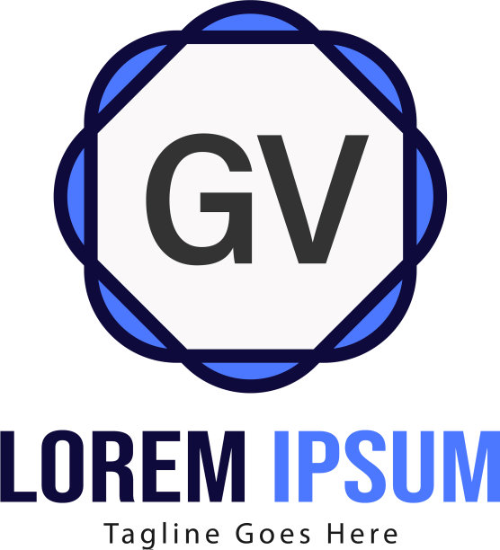 带现代框架的GV字母logo模板图片下载