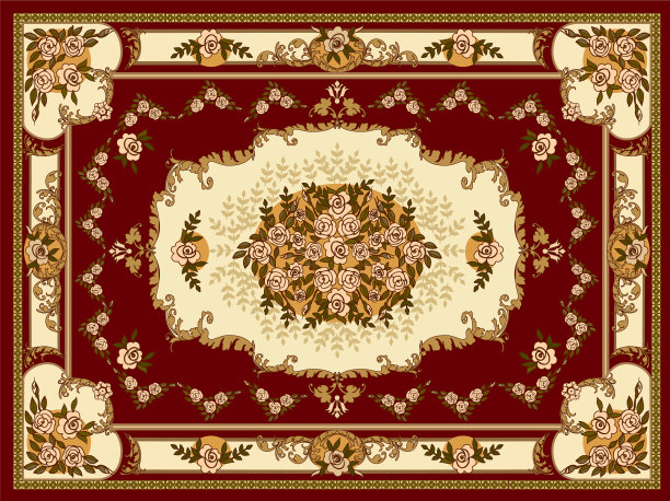 带有花卉装饰的鲜艳的彩色地毯图片下载