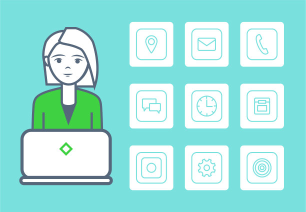 女人聪明的女性与孤立的图标集图片下载