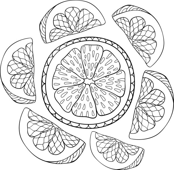 成人涂色书一顶可爱的橘子冠图片下载