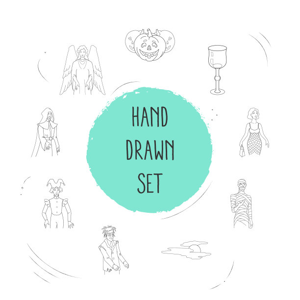 一套带有线条样式的假日图标符号图片下载