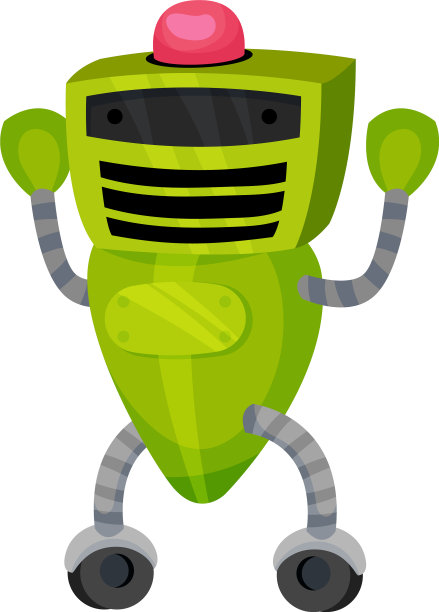 绿色机器人，腿在轮子上图片下载