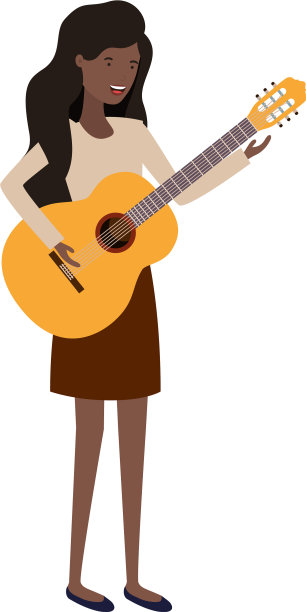 有吉他性格的年轻女子图片下载