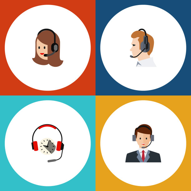 扁平电话销售一套服务耳机图片下载