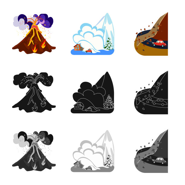 孤立物体、天气和遇险标志设置图片下载