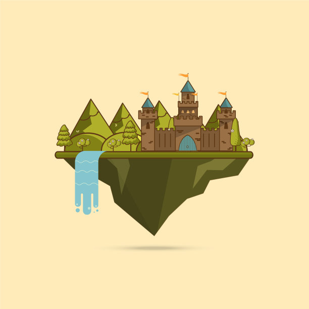 山景上的卡通童话城堡图片下载