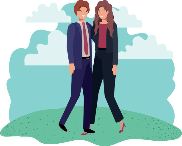 年轻夫妇与景观头像业务图片下载