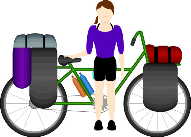 孤立的女自行车游客图片下载