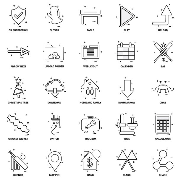 25个商业概念组合线图标集图片下载