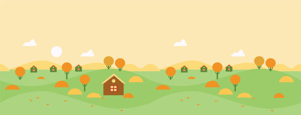 秋乡山水与村屋图片下载