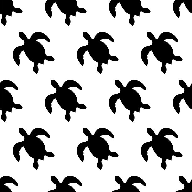 无缝模式与海龟的轮廓图片下载