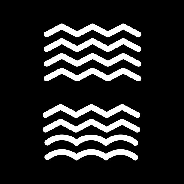 波浪图标解冻孤立在黑色图片下载