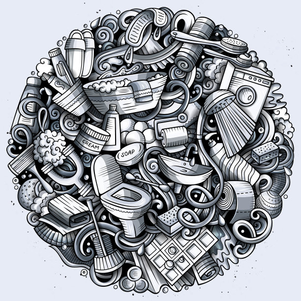 浴室手绘涂鸦图片下载