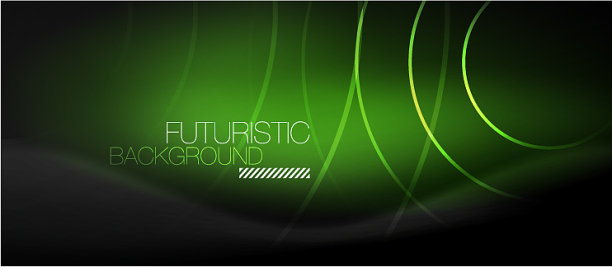 黑色抽象背景与发光的霓虹灯圈图片下载