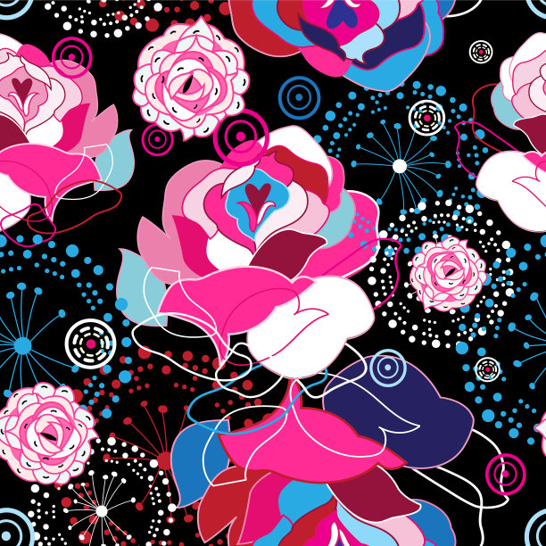 花无缝图案美丽的玫瑰和图片下载