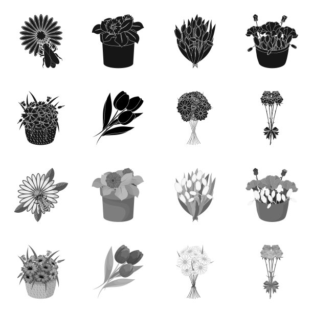 春天和花圈的图标设置图片下载