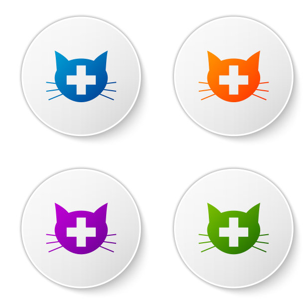 彩色兽医诊所标志图标隔离上图片下载