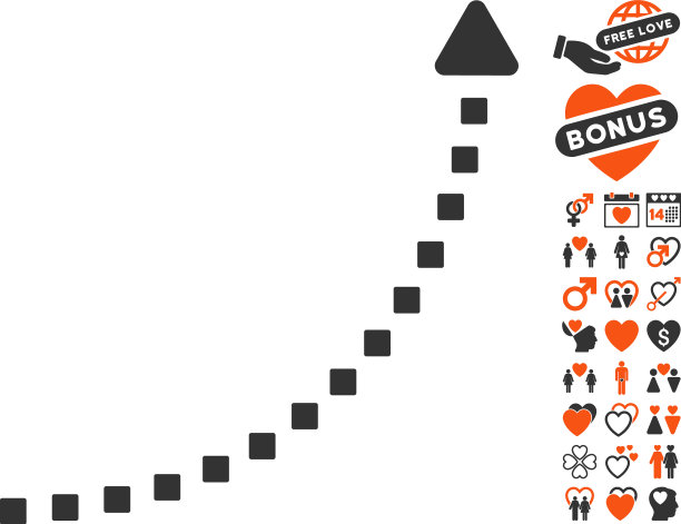 虚线增长图标与可爱的奖金图片下载