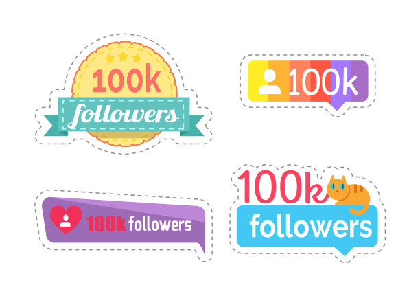 跟随我和追随者数量贴纸图片下载