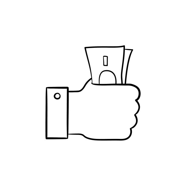 手里拿着钱，手上画着涂鸦的轮廓图标图片下载