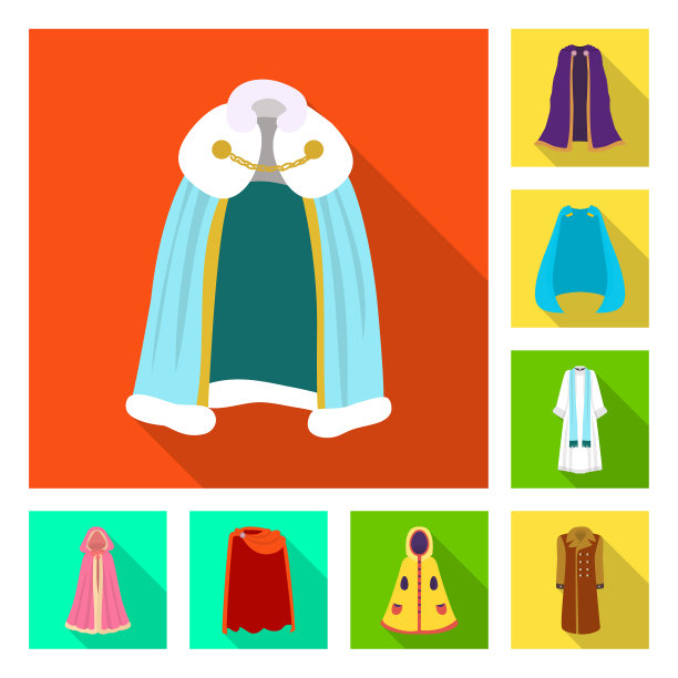 孤立的对象材料和服装图标集图片下载