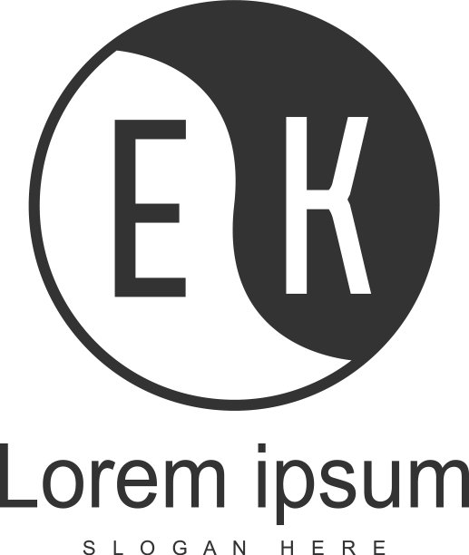 带有现代框架的首字母EK标志模板图片下载