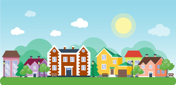 城市户外日景观住宅和街道图片下载