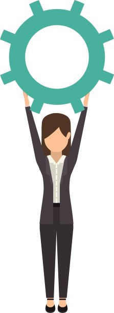 隔离齿轮和女商人设计图片下载