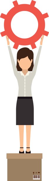 隔离齿轮和女商人设计图片下载