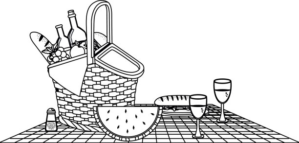 孤立野餐篮设计图片下载