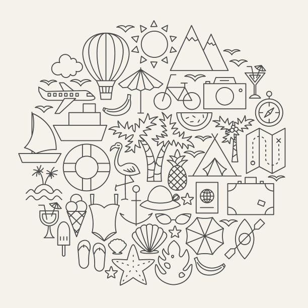 夏季线图标圈图片下载