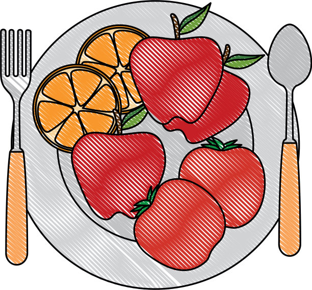 菜和刀叉与水果菜单图片下载