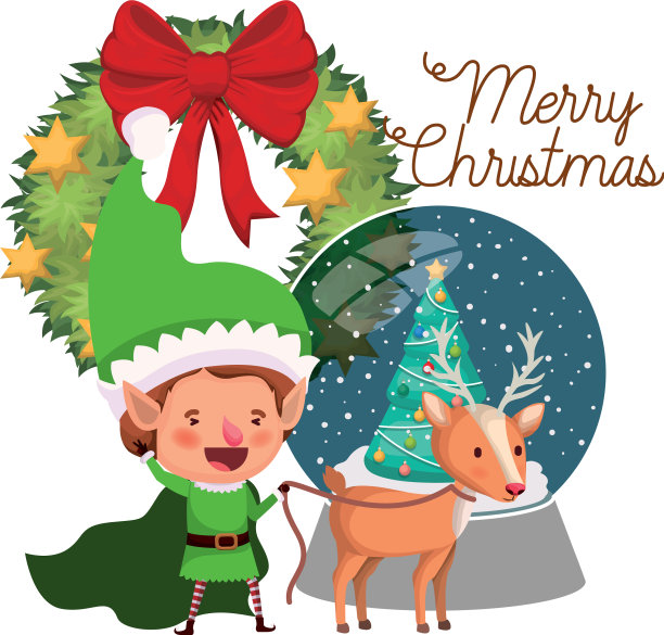 精灵与驯鹿和水晶球化身图片下载