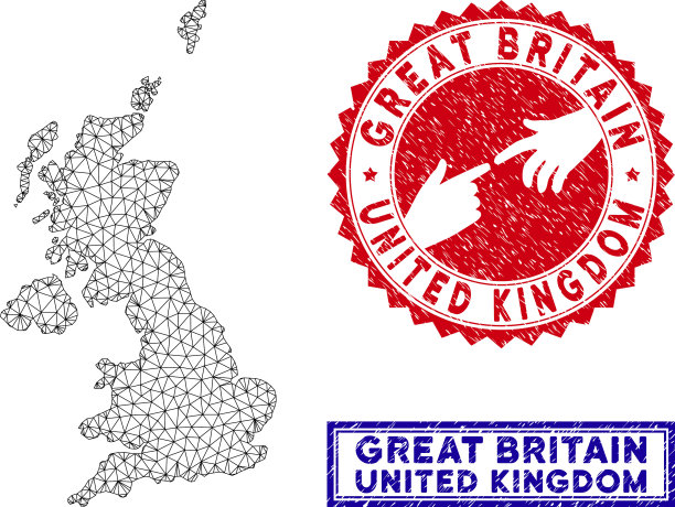 多边形线框英国地图和垃圾图片下载