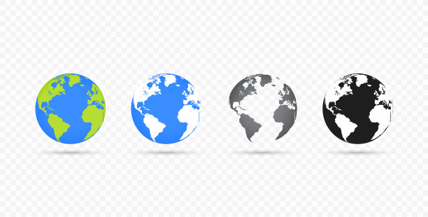 透明背景上的地球仪合集图片下载