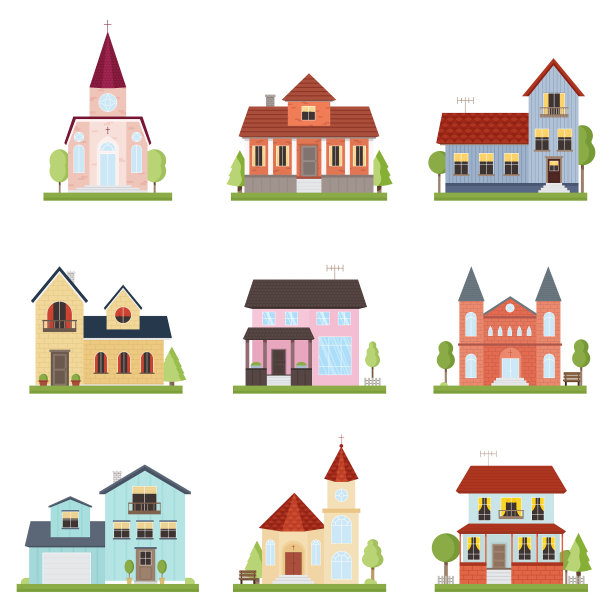 配有现代漂亮的私人住宅和教堂图片下载